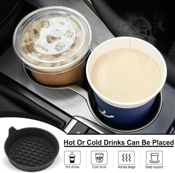 SINGARO Car Cup Holder Coaster, Silicone Cup Holder Insert, Universal Non-Slip Cup Holders, Car Accessories Interior for Women and Man Interior Sets 4 Pack Black - Image 5