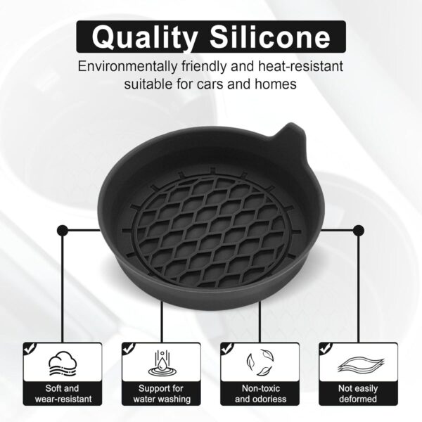 SINGARO Car Cup Holder Coaster, Silicone Cup Holder Insert, Universal Non-Slip Cup Holders, Car Accessories Interior for Women and Man Interior Sets 4 Pack Black - Image 4