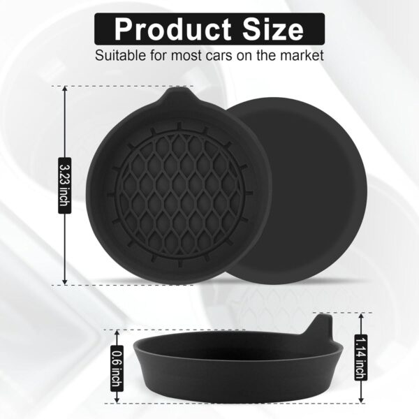 SINGARO Car Cup Holder Coaster, Silicone Cup Holder Insert, Universal Non-Slip Cup Holders, Car Accessories Interior for Women and Man Interior Sets 4 Pack Black - Image 2
