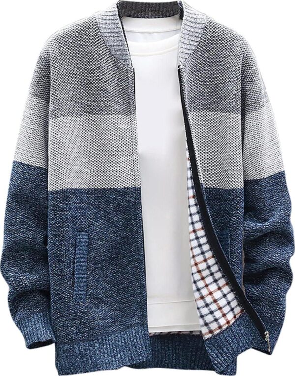 SMIDOW Men's Cardigan Sweaters Knitted Stand Collar Regular Fit Jacket Full Zip Fleece Lined Winter Warm Coat