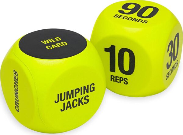 SPRI Exercise Dice (6-Sided) - Game for Group Fitness and Exercise Classes - Includes Push Ups, Squats, Lunges, Jumping Jacks, Crunches and Wildcard (Includes Carrying Bag)