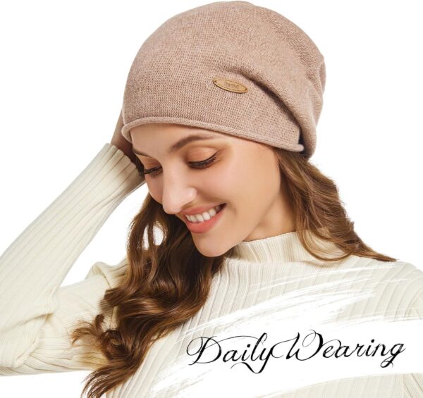 Slouchy Knit Beanie Hats for Women Winter Warm Cashmere Knitted Wool Hats Soft Ski Cap Ladies Beanies Chemo Hat - Image 5