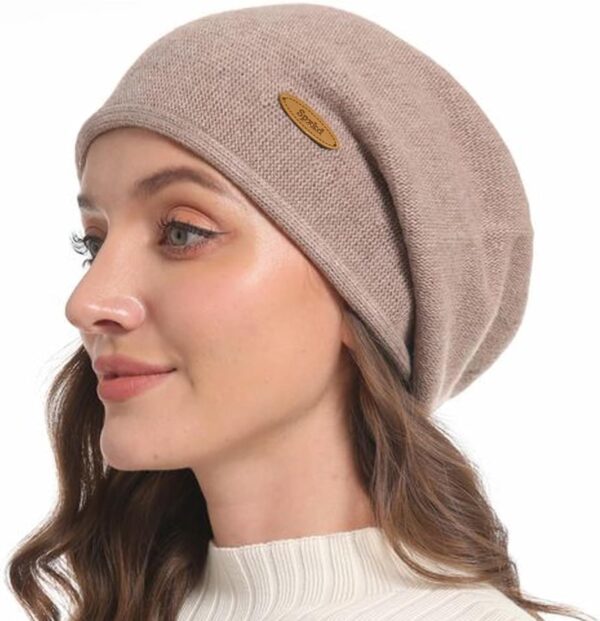 Slouchy Knit Beanie Hats for Women Winter Warm Cashmere Knitted Wool Hats Soft Ski Cap Ladies Beanies Chemo Hat - Image 2