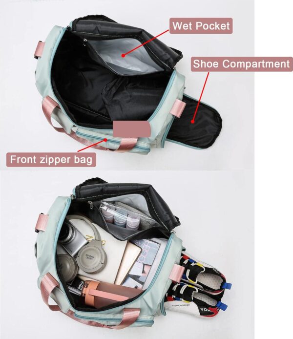 Small Gym Bag for Women, Travel Duffle Bag Carry On Weekender Bag with Shoe Compartment - Image 6
