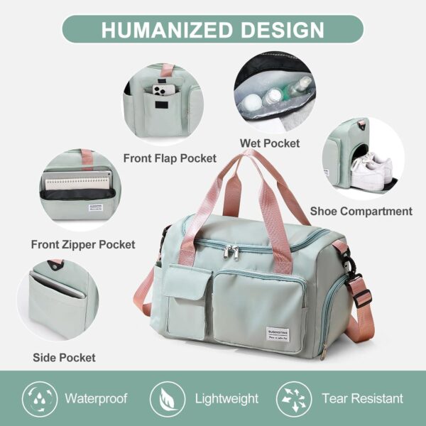 Small Gym Bag for Women, Travel Duffle Bag Carry On Weekender Bag with Shoe Compartment - Image 5