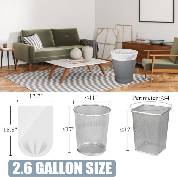 Small Trash Bags - 108 Count 2.6 Gallon Trash Bags Bathroom Trash Bags, Small Garbage Bags for Office Bedroom Kitchen, White 2.6 Gal Small Trash Can Liners - Image 2