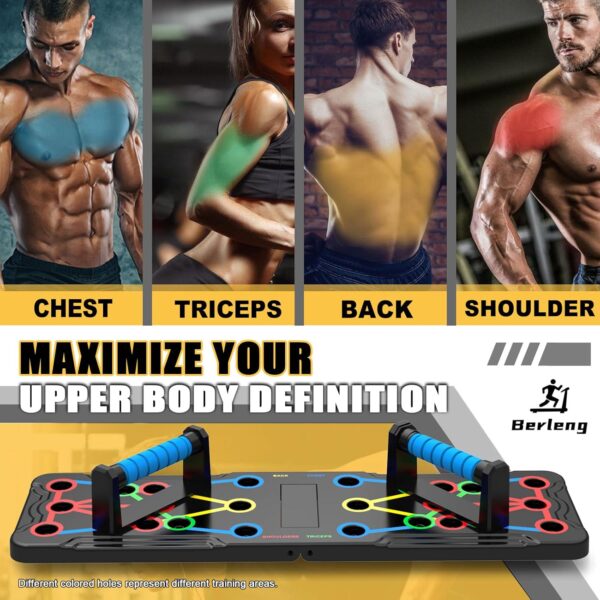 Solid Push Up Board 15 in 1 Home Workout Equipment Multi-Functional Pushup Stands System Fitness Floor Chest Muscle Exercise Professional Equipment Burn Fat Strength Training Arm Men and Women Weights - Image 4