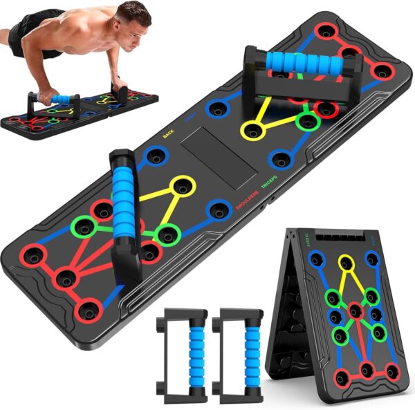 Solid Push Up Board 15 in 1 Home Workout Equipment Multi-Functional Pushup Stands System Fitness Floor Chest Muscle Exercise Professional Equipment Burn Fat Strength Training Arm Men and Women Weights