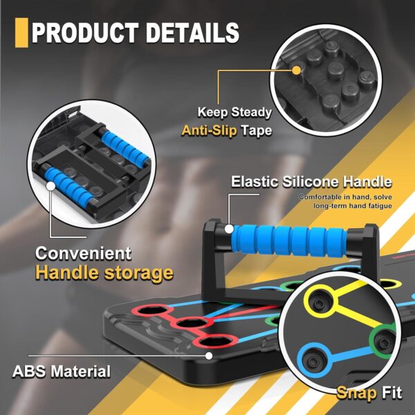 Solid Push Up Board 15 in 1 Home Workout Equipment Multi-Functional Pushup Stands System Fitness Floor Chest Muscle Exercise Professional Equipment Burn Fat Strength Training Arm Men and Women Weights - Image 2