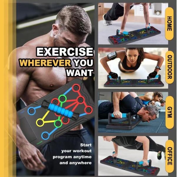 Solid Push Up Board 15 in 1 Home Workout Equipment Multi-Functional Pushup Stands System Fitness Floor Chest Muscle Exercise Professional Equipment Burn Fat Strength Training Arm Men and Women Weights - Image 3