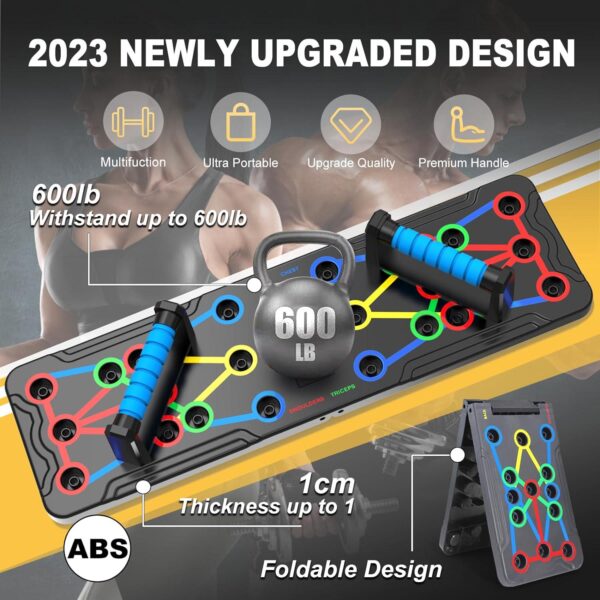Solid Push Up Board 15 in 1 Home Workout Equipment Multi-Functional Pushup Stands System Fitness Floor Chest Muscle Exercise Professional Equipment Burn Fat Strength Training Arm Men and Women Weights - Image 5