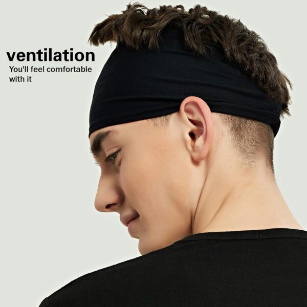 Sports Headbands for Men (5 Pack),Moisture Wicking Workout Headband, Sweatband Headbands for Running,Cycling,Football,Yoga,Hairband for Women and Men - Image 4