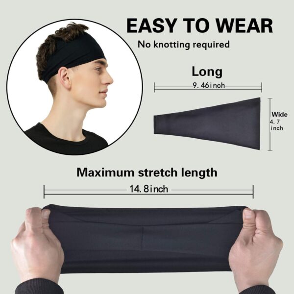 Sports Headbands for Men (5 Pack),Moisture Wicking Workout Headband, Sweatband Headbands for Running,Cycling,Football,Yoga,Hairband for Women and Men - Image 5