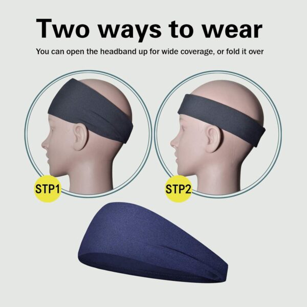Sports Headbands for Men (5 Pack),Moisture Wicking Workout Headband, Sweatband Headbands for Running,Cycling,Football,Yoga,Hairband for Women and Men - Image 6