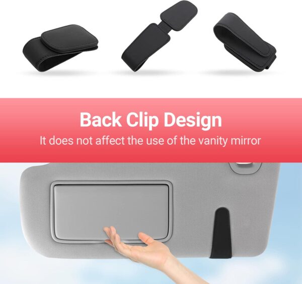 Sunglass Holder for Car Visor Sunglasses Clip Magnetic Leather Glasses Eyeglass Holder Truck Interior Car Accessories for Woman Man -Black - Image 6