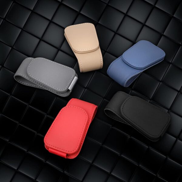 Sunglass Holder for Car Visor Sunglasses Clip Magnetic Leather Glasses Eyeglass Holder Truck Interior Car Accessories for Woman Man -Black - Image 9