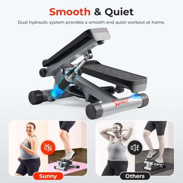 Sunny Health and Fitness Mini Steppers for Exercise at Home, Stair Step Workout Machine with Optional Resistance Bands, Full Body Cardio Equipment, Optional Free SunnyFit App Connection Smart Stepper - Image 4