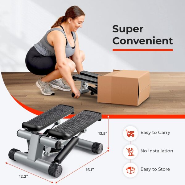 Sunny Health and Fitness Mini Steppers for Exercise at Home, Stair Step Workout Machine with Optional Resistance Bands, Full Body Cardio Equipment, Optional Free SunnyFit App Connection Smart Stepper - Image 5
