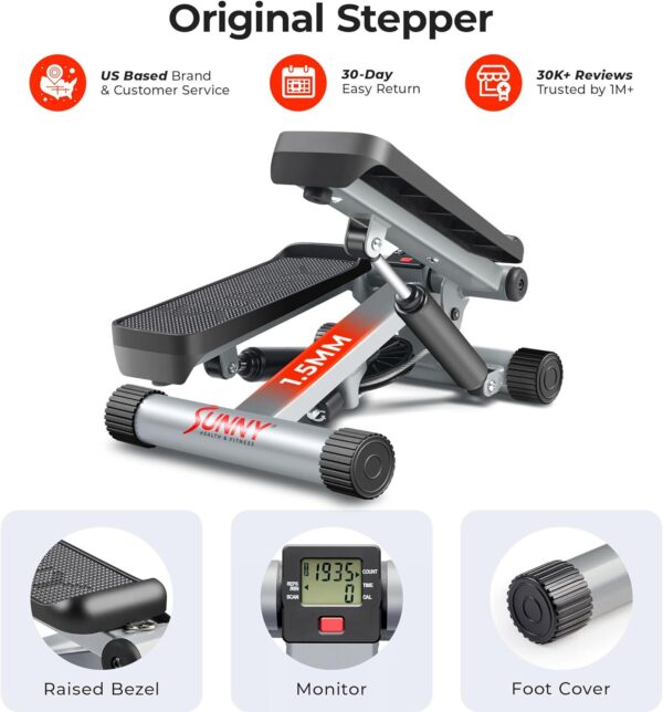 Sunny Health and Fitness Mini Steppers for Exercise at Home, Stair Step Workout Machine with Optional Resistance Bands, Full Body Cardio Equipment, Optional Free SunnyFit App Connection Smart Stepper - Image 7