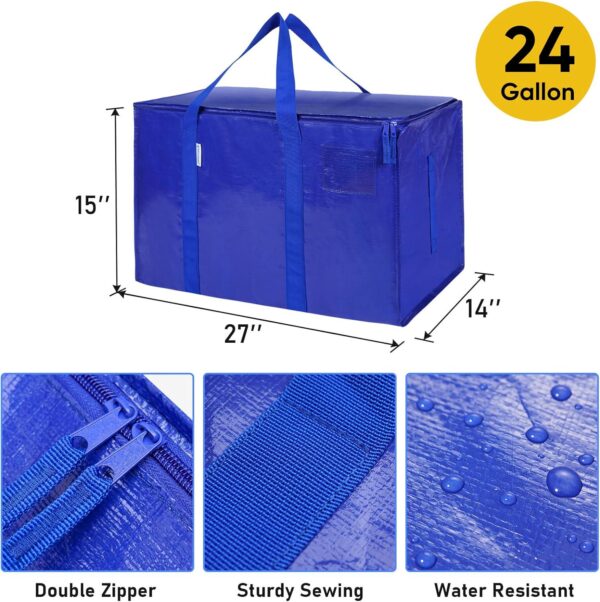 TICONN 6 Pack Extra Large Moving Bags with Zippers and Carrying Handles, Heavy-Duty Storage Tote Moving Boxes for Space Saving - Image 4