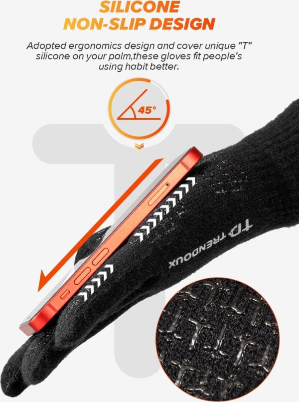 TRENDOUX Winter Gloves For Men Women, Cold Weather Warm Touchscreen Glove Unisex, Non-slip, Elastic Cuff, Knit Stretchy - Image 5