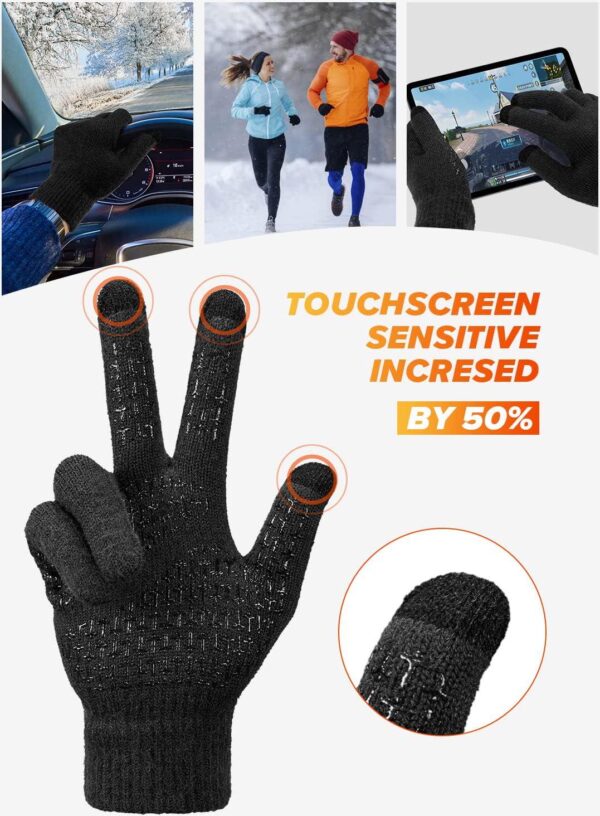 TRENDOUX Winter Gloves For Men Women, Cold Weather Warm Touchscreen Glove Unisex, Non-slip, Elastic Cuff, Knit Stretchy - Image 4