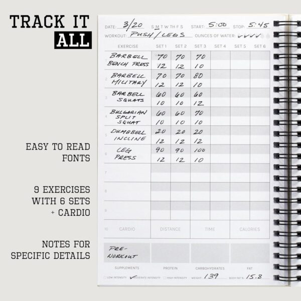 The Ultimate Fitness Journal for Tracking and Crushing Your Gym Goals - Detailed Workout Planner and Log Book For Men and Women - Great Gym Accessories With Calendar, Nutrition and Progress Tracker - Image 3