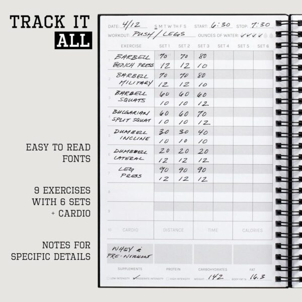 The Ultimate Fitness Journal for Tracking and Crushing Your Gym Goals - Detailed Workout Planner and Log Book For Men and Women - Great Gym Accessories With Calendar, Nutrition and Progress Tracker - Image 3