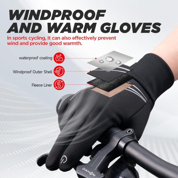 Thermal Gloves for Men Women, Winter Gloves Windproof Anti-Slip Lightweight, Warm Gloves Soft Stretchy Touch Screen Splash-Proof Snow Gloves Running Gloves for Driving Riding Cycling Hiking Walking - Image 3