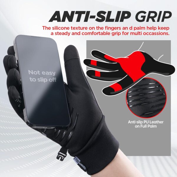 Thermal Gloves for Men Women, Winter Gloves Windproof Anti-Slip Lightweight, Warm Gloves Soft Stretchy Touch Screen Splash-Proof Snow Gloves Running Gloves for Driving Riding Cycling Hiking Walking - Image 4