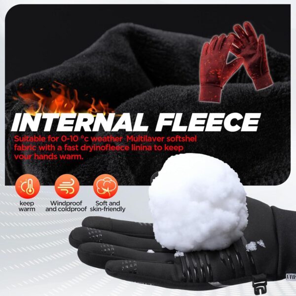 Thermal Gloves for Men Women, Winter Gloves Windproof Anti-Slip Lightweight, Warm Gloves Soft Stretchy Touch Screen Splash-Proof Snow Gloves Running Gloves for Driving Riding Cycling Hiking Walking - Image 2