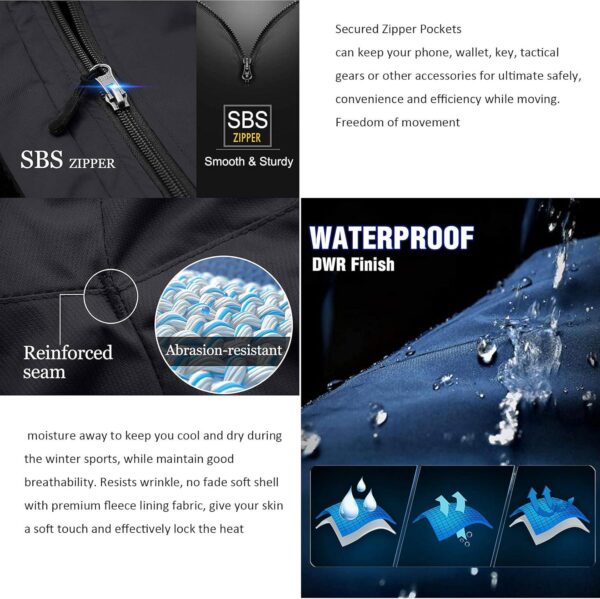 Toomett Men's hiking Snow Pants Skiing Winter Insulated Fleece lined Outdoor Water Repellent camping,walking,fishing - Image 6