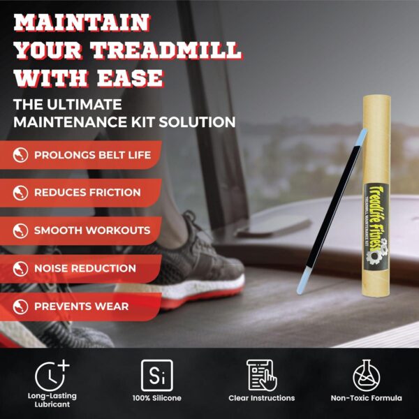 TreadLife Fitness Treadmill Maintenance Kit | 5 Applications of Treadmill Lubricant for Belt | 100% Silicone Lube | Extra Wide TruLube Applicator Wand | Directions Included - Image 2