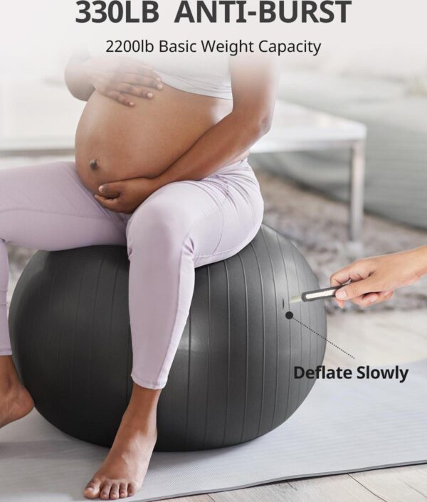 Trideer Yoga Ball Exercise Ball for Working Out, 5 Sizes Gym Ball, Birthing Ball for Pregnancy, Swiss Ball for Physical Therapy, Balance, Stability, Fitness, Office Ball Chair, Quick Pump Included - Image 3