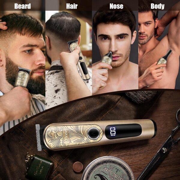 Ufree Gifts for Men, Beard Trimmer for Men with Charging Stand, IPX7 Waterproof Electric Razor Shavers for Men, Clippers for Hair Cutting, Mens Grooming Kit for Mustache Nose Facial Body - Image 2
