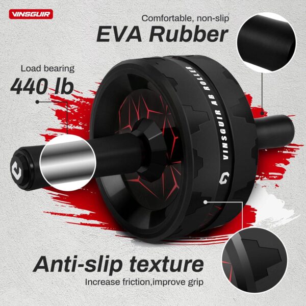 Vinsguir Ab Roller Wheel, Abs Workout Equipment for Abdominal and Core Strength Training, Exercise Wheels for Home Gym, Fitness Equipment for Core Workout with Knee Pad Accessories - Image 4