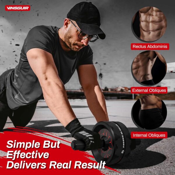 Vinsguir Ab Roller Wheel, Abs Workout Equipment for Abdominal and Core Strength Training, Exercise Wheels for Home Gym, Fitness Equipment for Core Workout with Knee Pad Accessories - Image 3