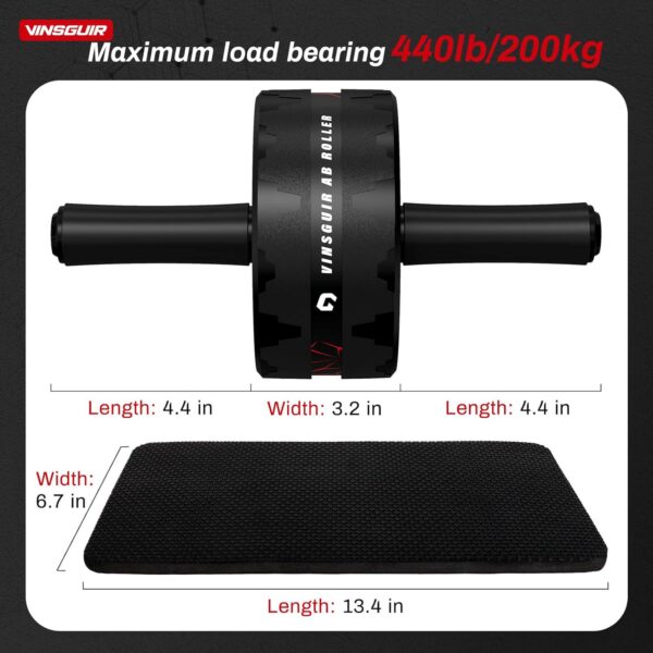Vinsguir Ab Roller Wheel, Abs Workout Equipment for Abdominal and Core Strength Training, Exercise Wheels for Home Gym, Fitness Equipment for Core Workout with Knee Pad Accessories - Image 5