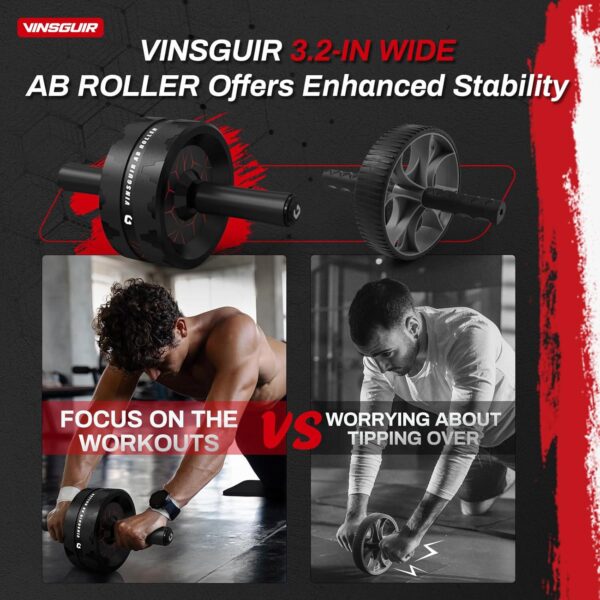 Vinsguir Ab Roller Wheel, Abs Workout Equipment for Abdominal and Core Strength Training, Exercise Wheels for Home Gym, Fitness Equipment for Core Workout with Knee Pad Accessories - Image 2