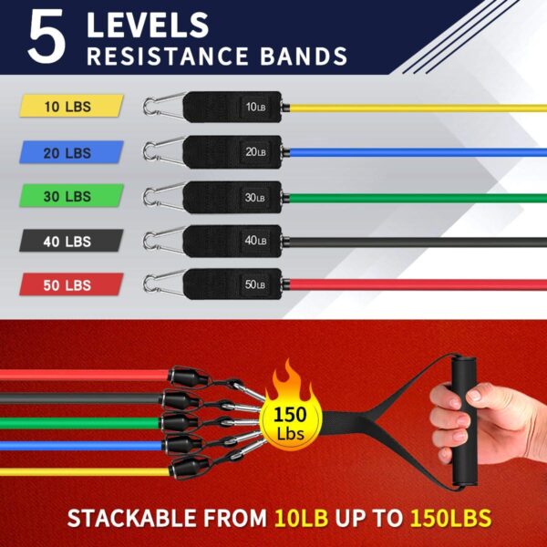 WHATAFIT Resistance Bands, Exercise Bands Resistance Bands for Working Out, Work Out Bands with Handles for Men and Women Fitness, Strength Training Home Gym Equipment - Image 4