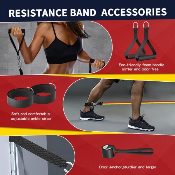 WHATAFIT Resistance Bands, Exercise Bands Resistance Bands for Working Out, Work Out Bands with Handles for Men and Women Fitness, Strength Training Home Gym Equipment - Image 3