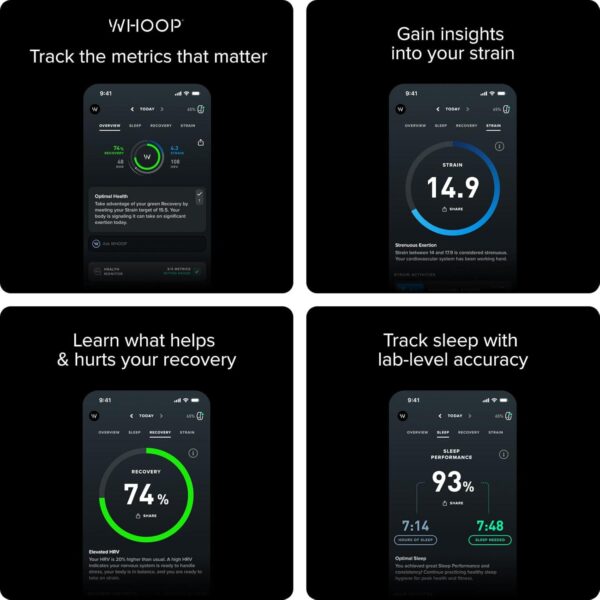 WHOOP 4.0 with 12 Month Subscription Wearable Health, Fitness and Activity Tracker Continuous Monitoring, Performance Optimization, Heart Rate Tracking Improve Sleep, Strain, Recovery, Wellness - Image 2