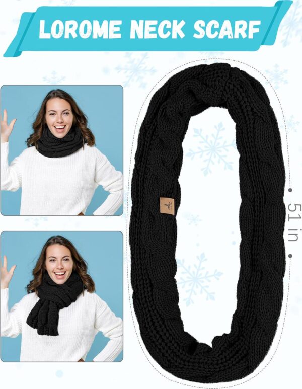 Winter Beanie Hat Scarf Gloves, Warm Fleece Knit Winter Hats Touch Screen Gloves Neck Scarf Set Winter Gifts for Unisex Adult - Image 4