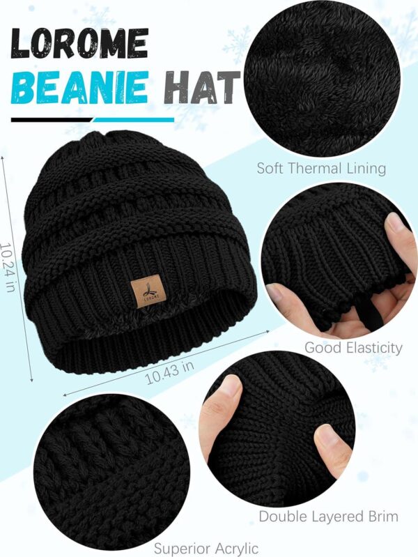 Winter Beanie Hat Scarf Gloves, Warm Fleece Knit Winter Hats Touch Screen Gloves Neck Scarf Set Winter Gifts for Unisex Adult - Image 2
