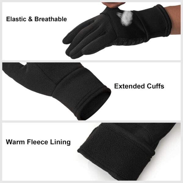 Winter Gloves Men Women Cold Weather: Thermal Waterproof Windprof Touchscreen for Runing Cycling Ski Hiking - Black - Image 5