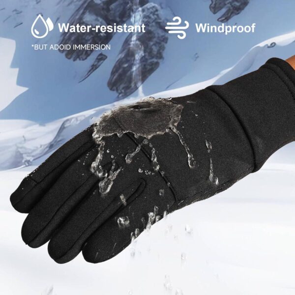 Winter Gloves Men Women Cold Weather: Thermal Waterproof Windprof Touchscreen for Runing Cycling Ski Hiking - Black - Image 6