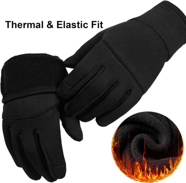 Winter Gloves Men Women Cold Weather: Thermal Waterproof Windprof Touchscreen for Runing Cycling Ski Hiking - Black - Image 2