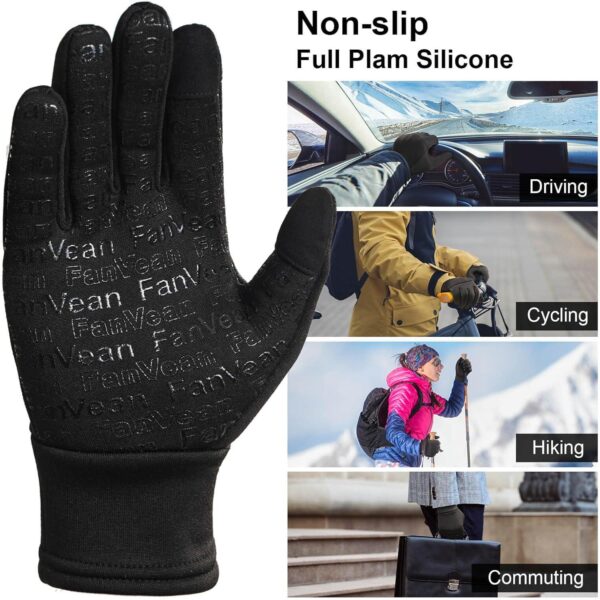 Winter Gloves Men Women Cold Weather: Thermal Waterproof Windprof Touchscreen for Runing Cycling Ski Hiking - Black - Image 4