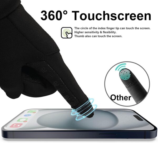 Winter Gloves Men Women Cold Weather: Thermal Waterproof Windprof Touchscreen for Runing Cycling Ski Hiking - Black - Image 3