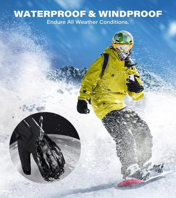 Winter Gloves Men and Women Made with 3M Premium Insulation, Waterproof Snow Ski Gloves with 10 Touchscreen Fingers and 5-Layer Fabric, Windproof Thermal Warm Gloves for Cold Weather - Image 4
